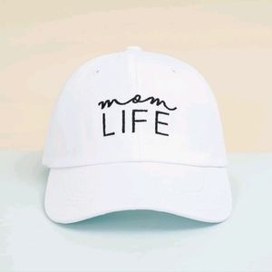 Mom Life white embroidered baseball cap NWOT 🤍One Size Fits Most.